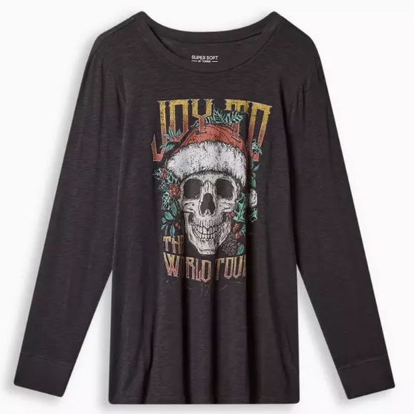 Torrid Joy To The World Tour Classic Fit Super Soft Crew Neck Long Sleeve Tee 6X - Picture 1 of 7